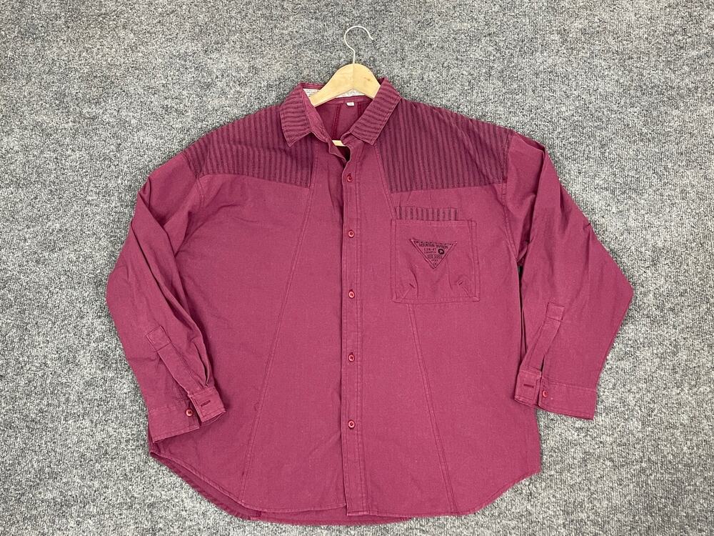 Gitano Shirt Mens XL Button Up Red Retro Mountain Vintage 90s Sleeve N73